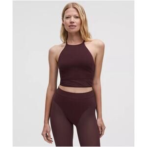 NWT Lululemon Nulu High-Neck Mesh-Hem Tank Top Goodnight Plum Yoga Sports Sz XXS